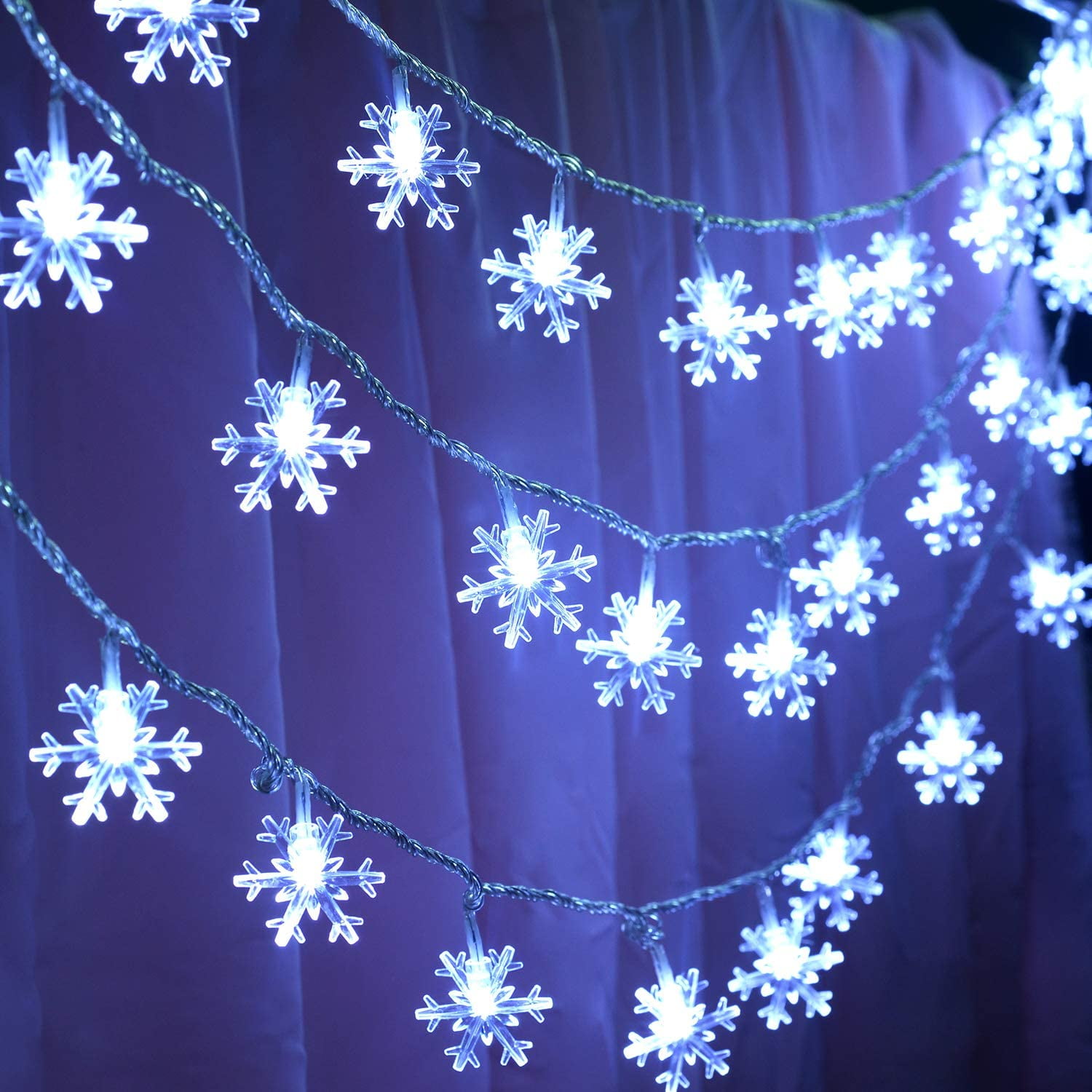 Cool White Snowflake LED String Fairy Light Battery Operated Xmas Party Wedding